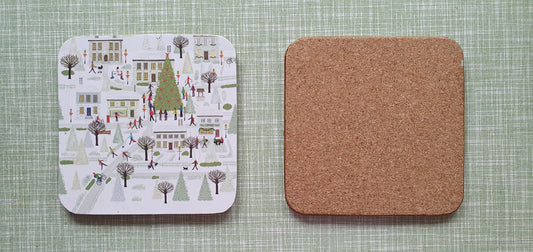 Single Mix And Match Coaster Christmas Street Home Decor Gift