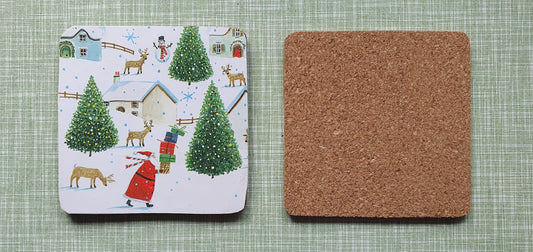 Single Mix And Match Coaster Santa Snow Christmas Home Decor Gift