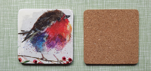 Single Mix And Match Coaster Christmas Robin Festive Home Decor Gift