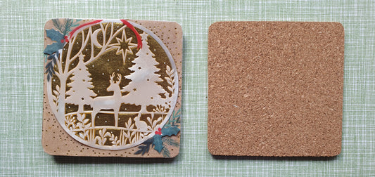 Single Mix And Match Coaster Christmas Deer Winter Scene Home Decor Gift