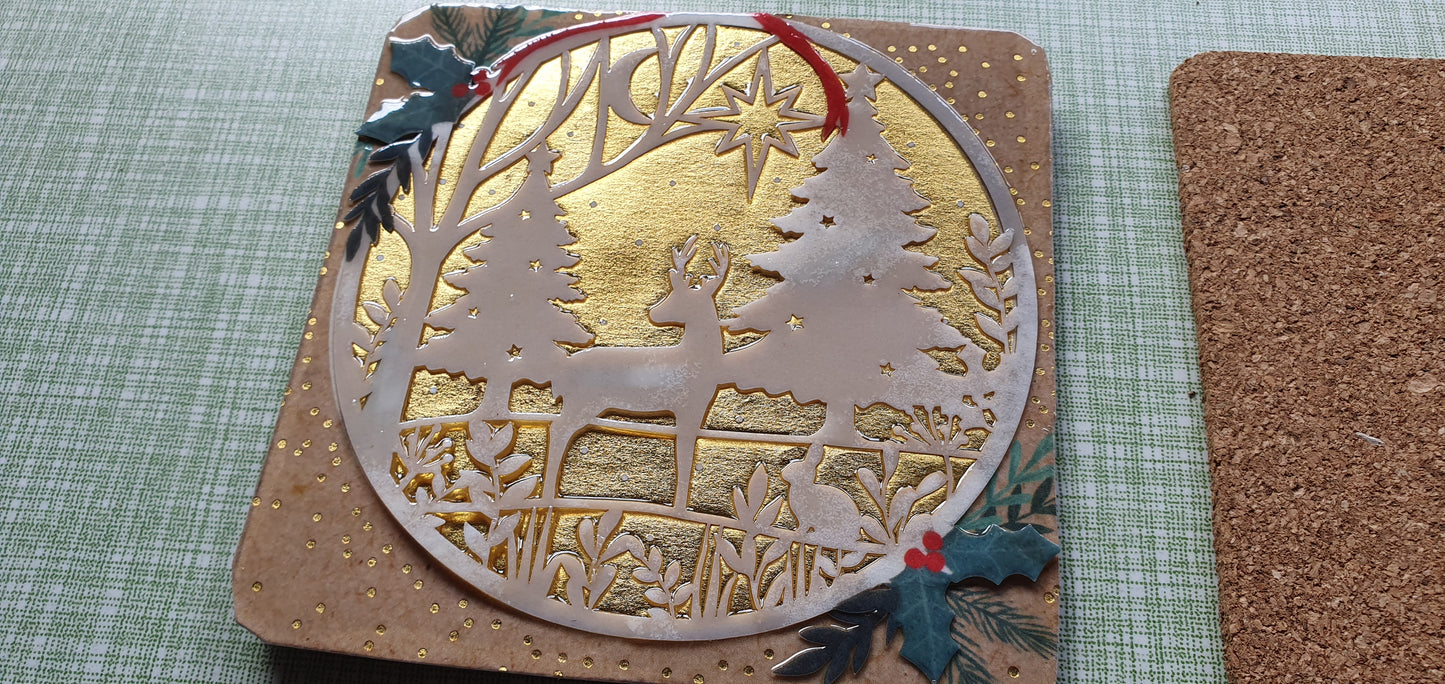 Single Mix And Match Coaster Christmas Deer Winter Scene Home Decor Gift