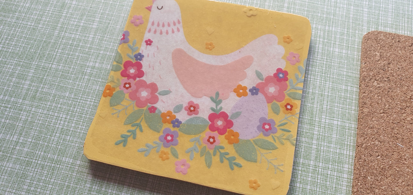 Single Mix And Match Coaster Easter Spring Chicken Hen Home Decor Gift