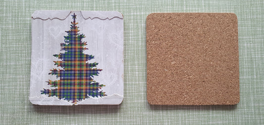 Single Mix And Match Coaster Christmas Tree Tartan Winter Home Decor Gift