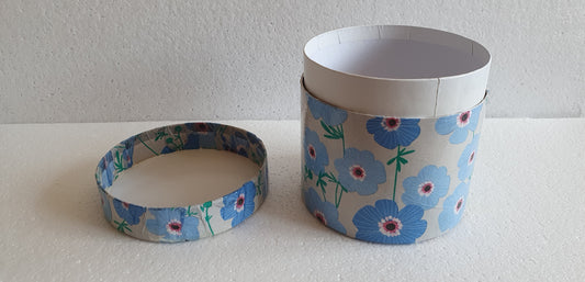 Decoupage Blue White Flowers Round Gift Keepsake Box Gift