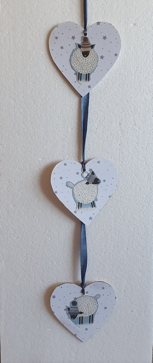 Decoupage Star And Sheep Grey Blue Wall Hanging Home Decor Gift
