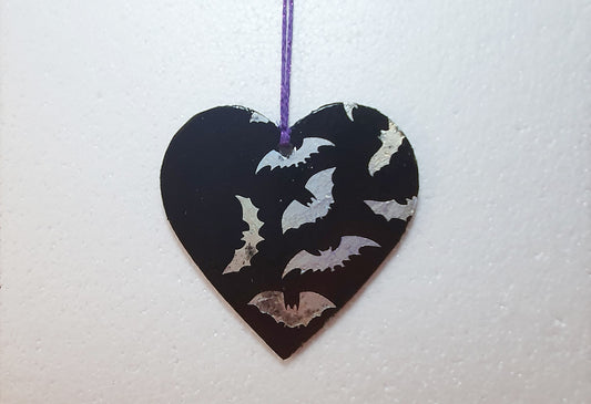 Decoupage Bats Silver Black Halloween Window Hanging Home Decor