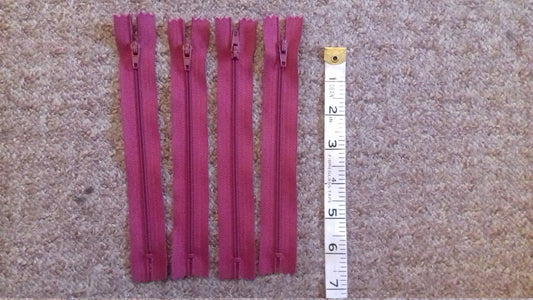 Raspberry red zip nylon 6 inch (15cm) closed end plastic tip