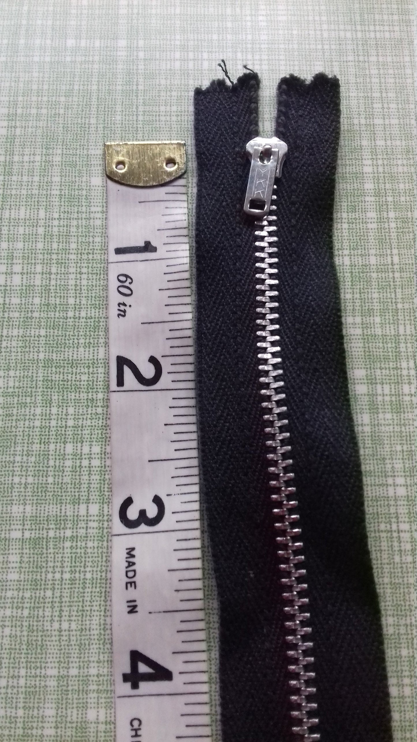 Vintage Black metal zip 21.5 inch (54.5cm) closed end