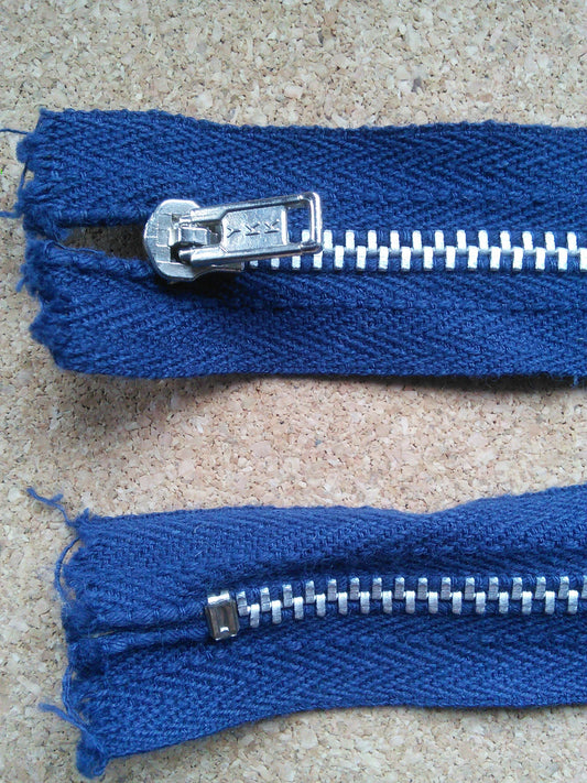 Blue navy zip YKK metal 18 inch (45cm) closed end