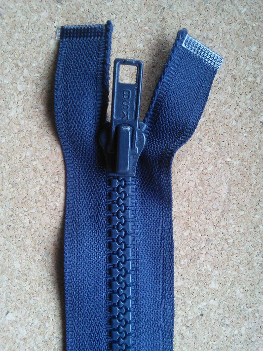 Chunky Navy Blue Plastic Zipper 19 inch Separating Zip Open Ended