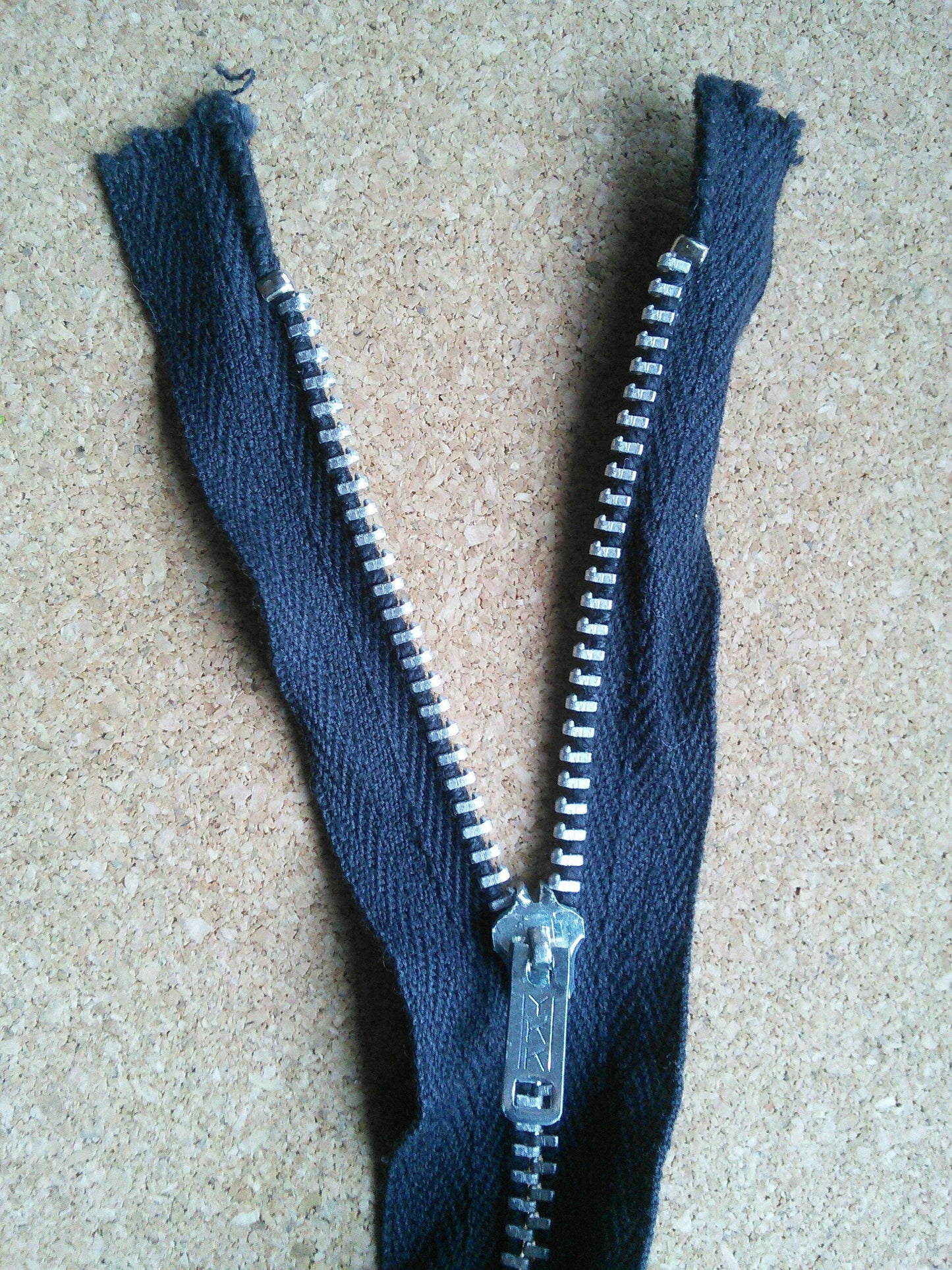 Vintage Black metal zip 21.5 inch (54.5cm) closed end