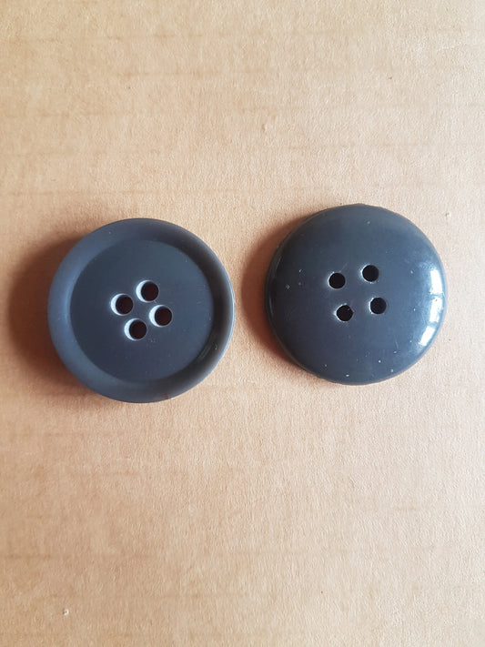 4 Vintage Coat Buttons Grey Plastic 3cm