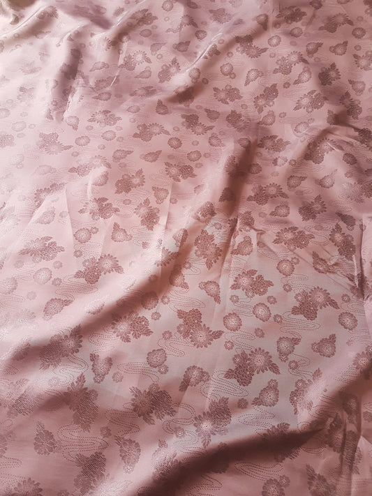 Aubergine Purple Fabric Floral Satin Blend Per Metre