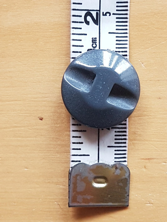 7 Round Retro Buttons Dark Grey Plastic 2.25cm