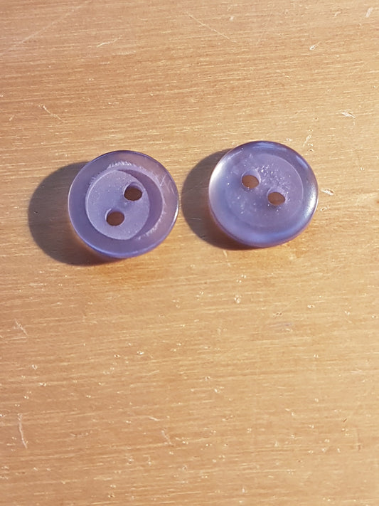 6 Round Buttons Lilac Lavender Purple Plastic 1cm