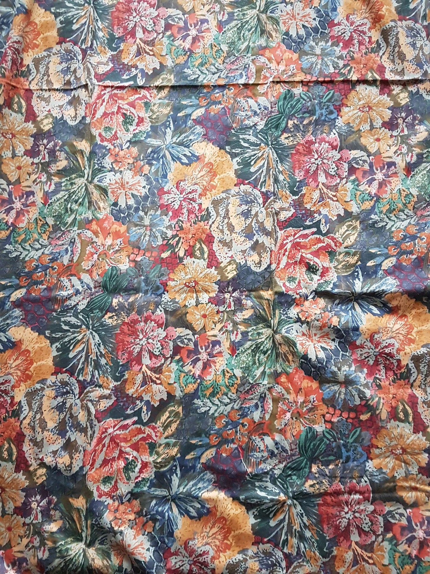 Floral Orange, Green, Blue Red Fabric Remnants Rag Rug, Quilting Fat Quarters Per 1/2 Metre