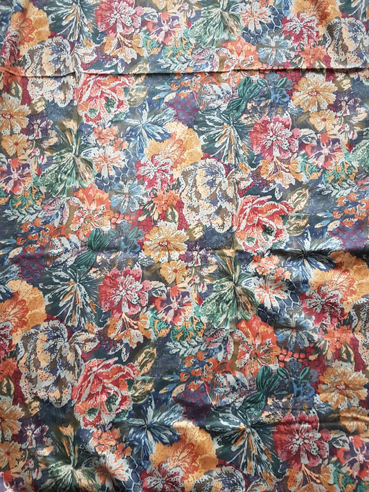 Floral Orange, Green, Blue Red Fabric Remnants Rag Rug, Quilting Fat Quarters Per 1/2 Metre