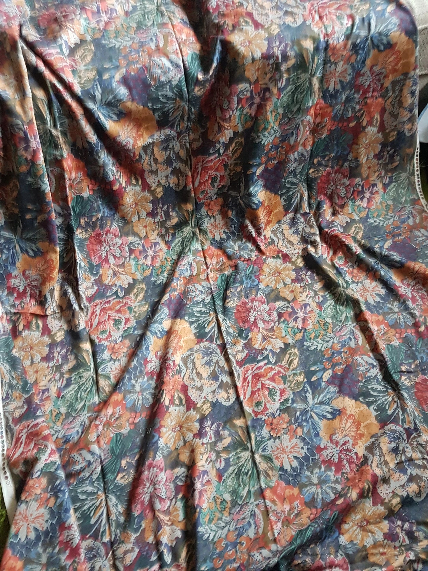 Floral Orange, Green, Blue Red Fabric Remnants Rag Rug, Quilting Fat Quarters Per 1/2 Metre