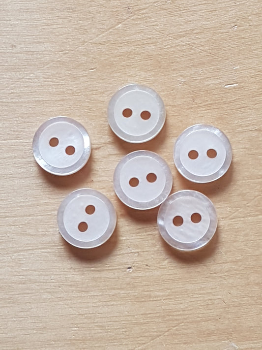 6 Round Buttons Beige Plastic 1cm