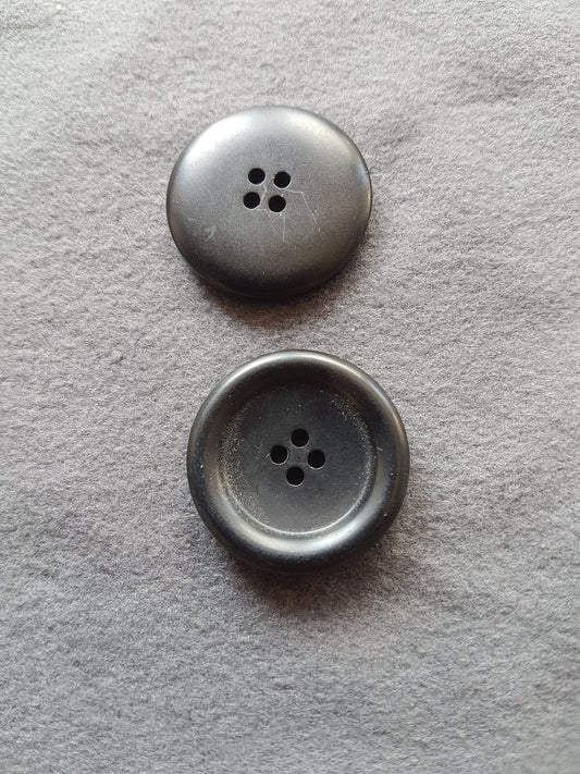 Vintage 6 Black Buttons Plastic 2.75cm