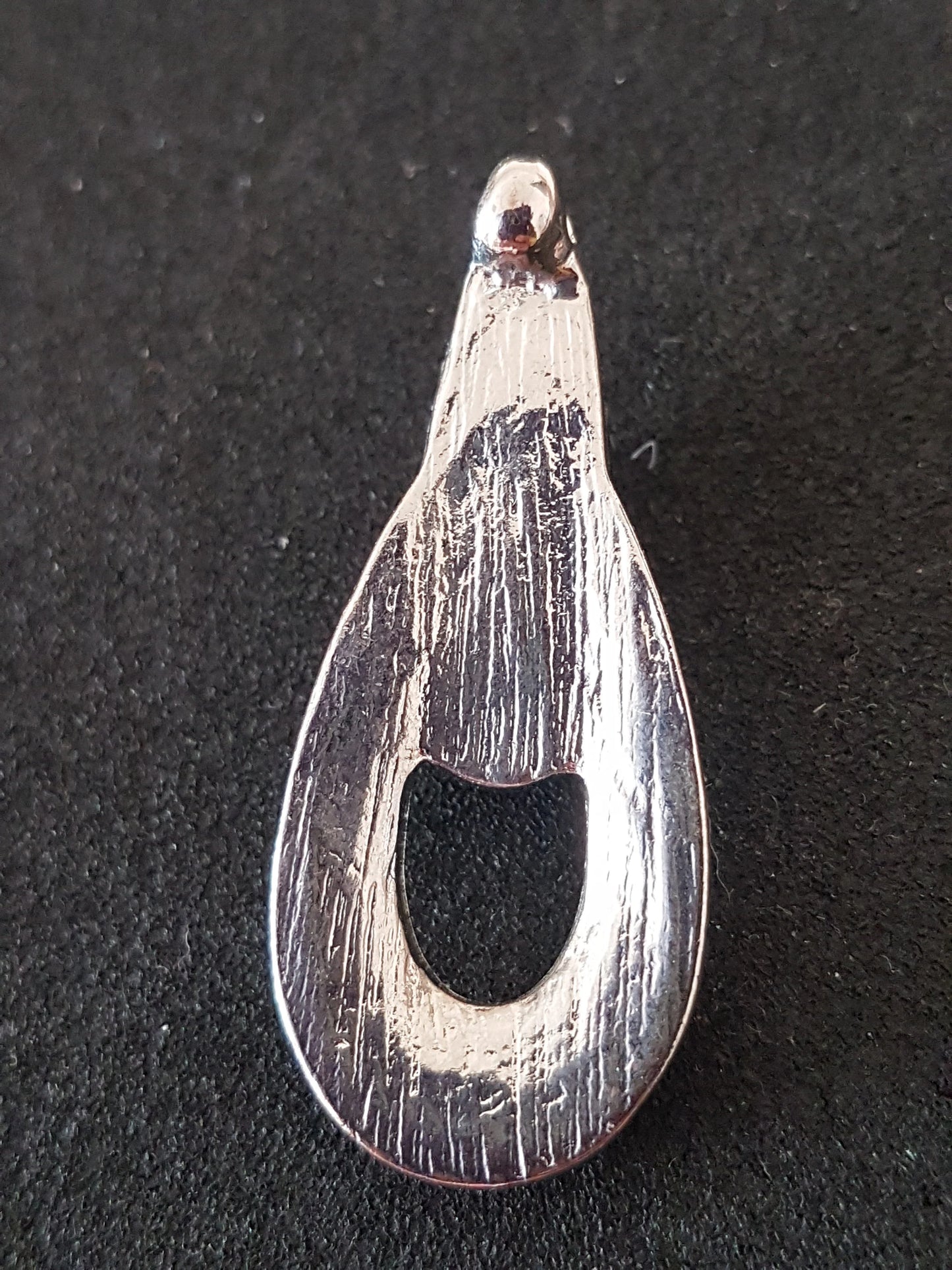 Art Nouveau Small Silver Black Diamante Preloved Upcycle Pendant for Jewellery Making 3.5cm