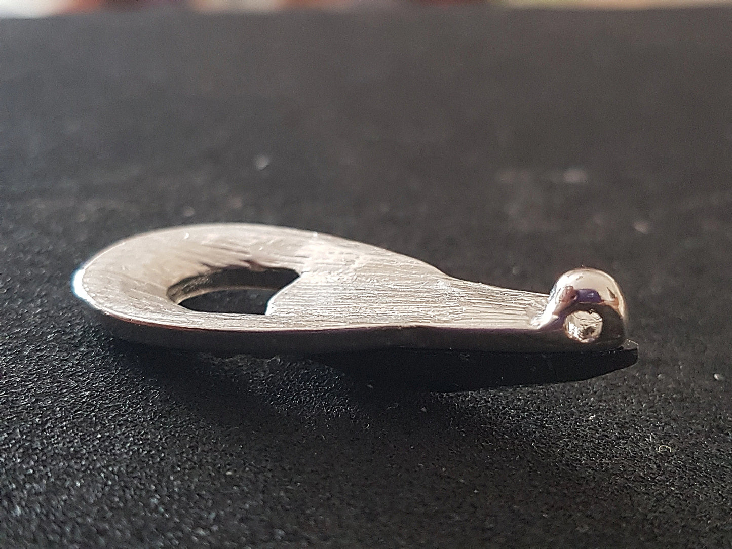 Art Nouveau Small Silver Black Diamante Preloved Upcycle Pendant for Jewellery Making 3.5cm
