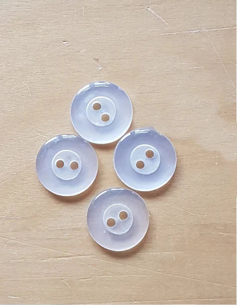 4 Round Buttons Clear Plastic 1.5cm
